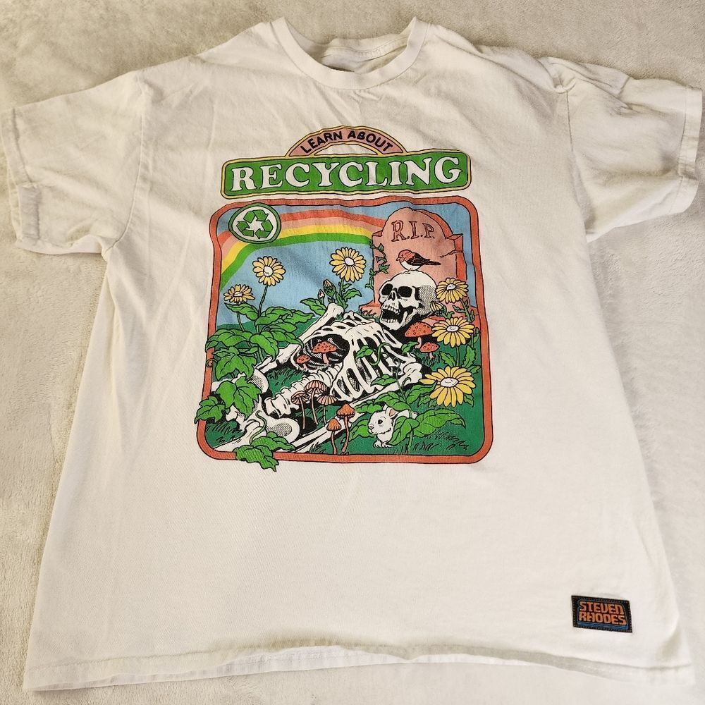 Steven Rhodes Learn About Recycling White Tshirt With Graphics Size Large